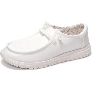 New Beneker Womens 10 White Slip On Low Top Sneakers Casual Canvas Boat Shoes